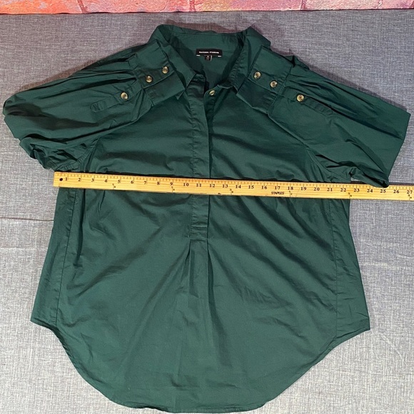 Universal Standard Women’s Small Green Button-Up Long Sleeve Shirt Cotton Blend - Picture 8 of 11